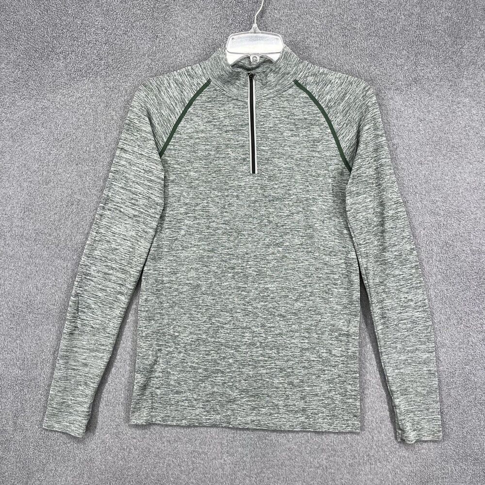 Victoria's Secret PINK Active Pullover Womens Medium Green Gray Heather Half Zip